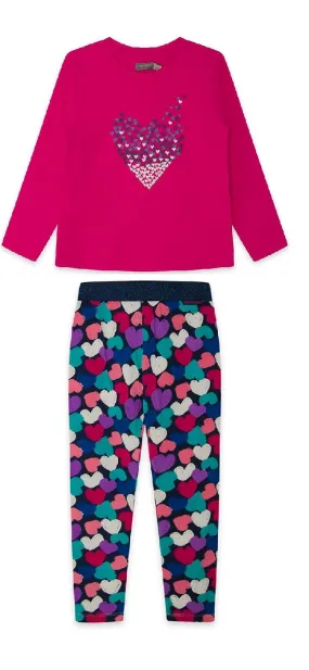 CLEARANCE SALE - Canada House - Girls Pink T-Shirt with Multi Coloured Heart Leggings