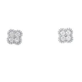 Clover Stud Earrings with Cubic Zirconia in Sterling Silver