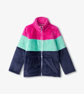 Colourblock Stripes Fuzzy Fleece Zip Up