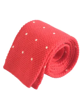 Compact Weave Pindot Knitted Tie – Red