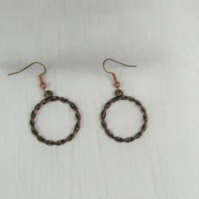 Copper Rope Circle Hoop Earring