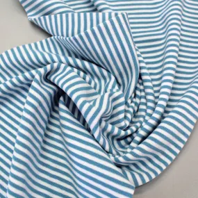 Cotton Rich Striped Ribbing - Pretty Blue and White