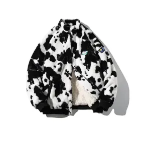 Cow Pattern Velvet Polar Fleece Jacket