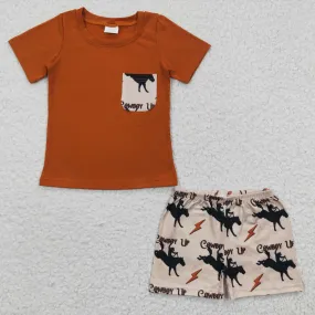 cowboy pocket t-shirts shorts sets BSSO0162