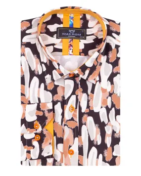 Cream Brush Print Men's Shirt