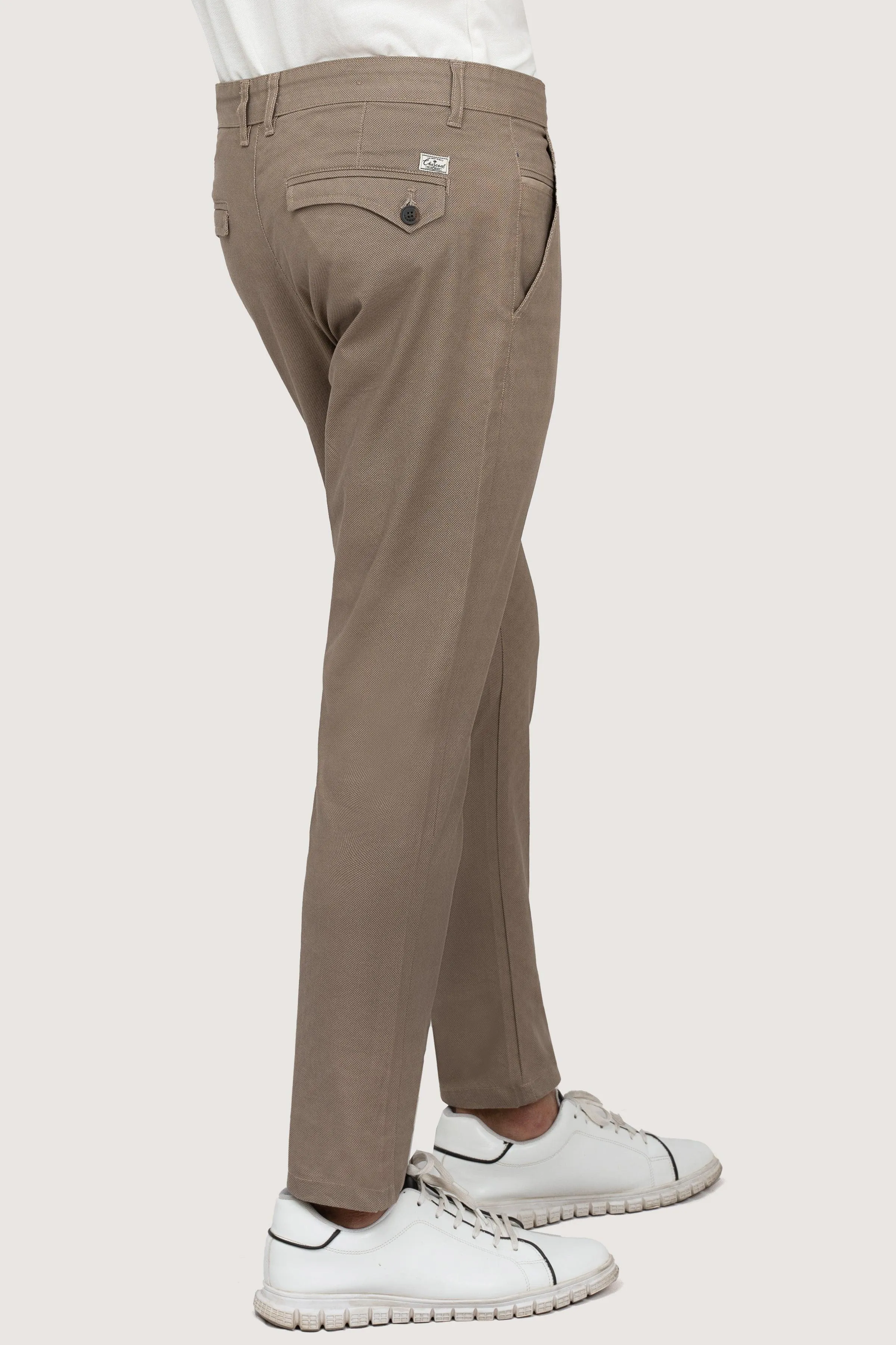 CROSS POCKET PRINTED SLIMFIT LIGHT KHAKI PANT