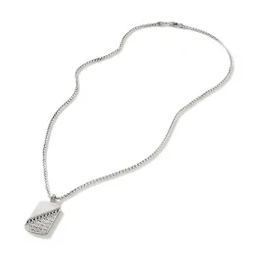 Curb Chain Tag Necklace, Sterling Silver