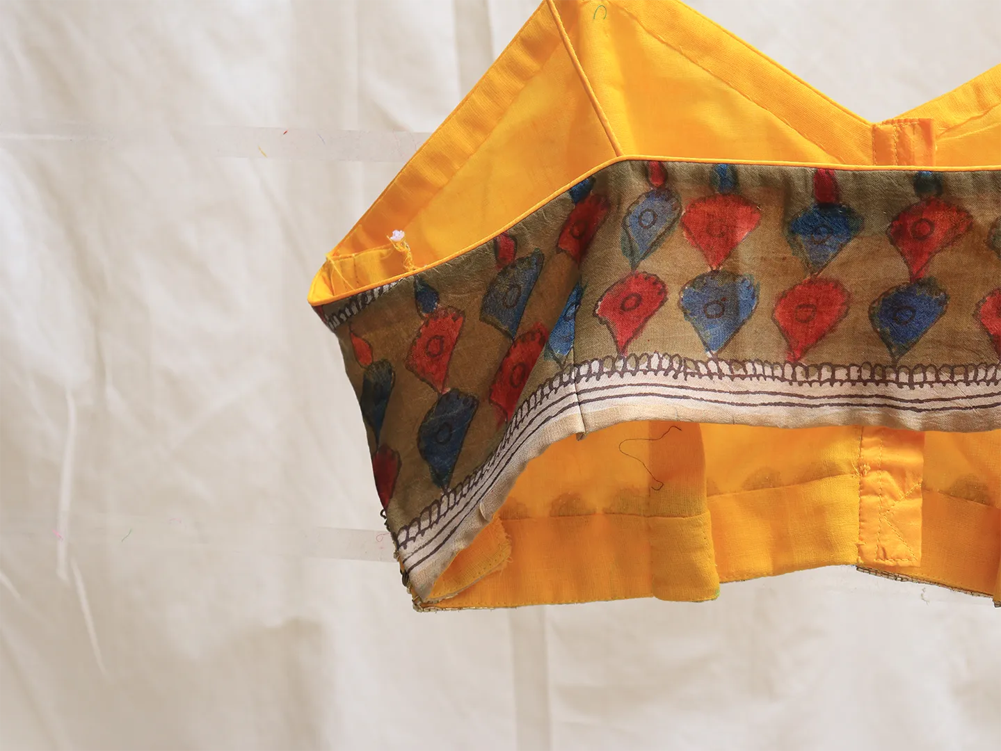 Cyber yellow, Karnataka silk, Hand embroidery bralette