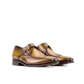 DapperFam Brenno in Cognac Men's Hand-Painted Patina Single Monk