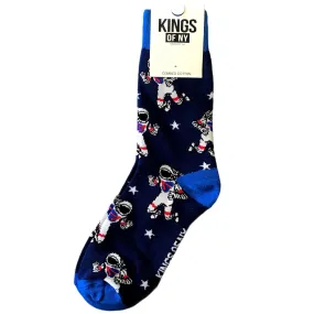 Dark Blue Space Astronaut Mens Cotton Socks