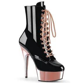 Delight-1020 Rose Gold Chrome/Black Patent, 6" Heel