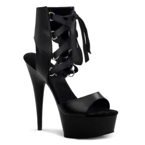 DELIGHT-600-14 Black Ankle Peep Toe High Heel