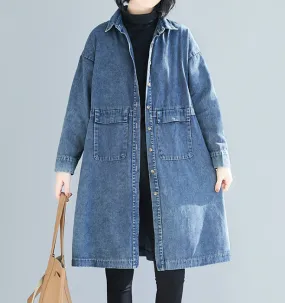 Denim Blue Loose Fall Dresses Casual Women Dresses SSM97213