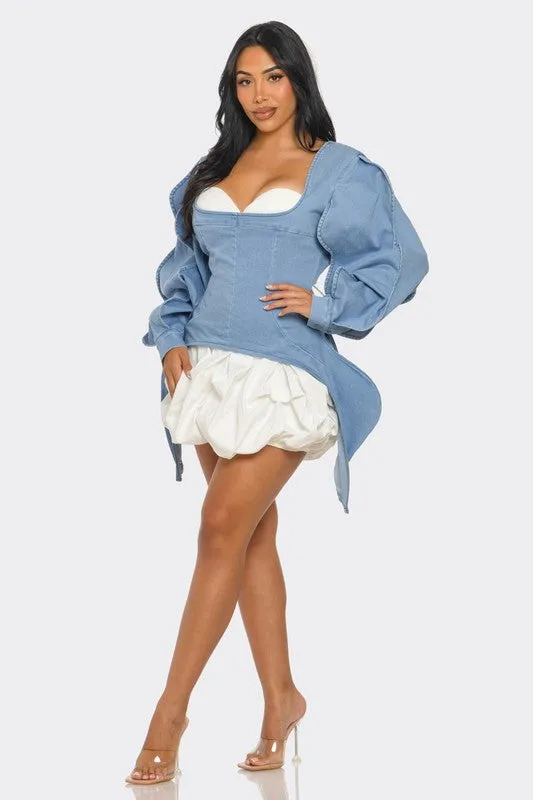 Denim Peplum Corset Dress