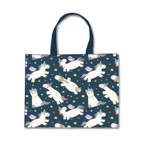 Designer Tote Bag With Zip Beach Gym Travel Bags -  Unicorn and Stars