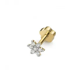 Diamond Jewellery 9ct Gold Diamond Cartilage Flower Single Stud ED912