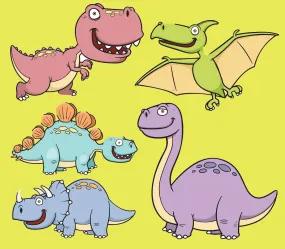 Dinosaur Fabric, DB15, Children's Fabric, Toothy Dinos on yellow, Cotton or Fleece 2158