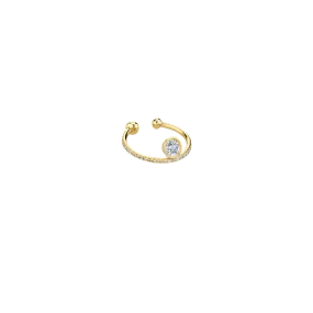 Disc Ear Cuff with Floating Diamond and Pavé White Diamonds