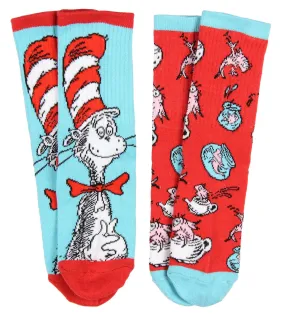 Dr. Seuss Socks Kids Cat In The Hat and Fish Crew Socks 2 Pair