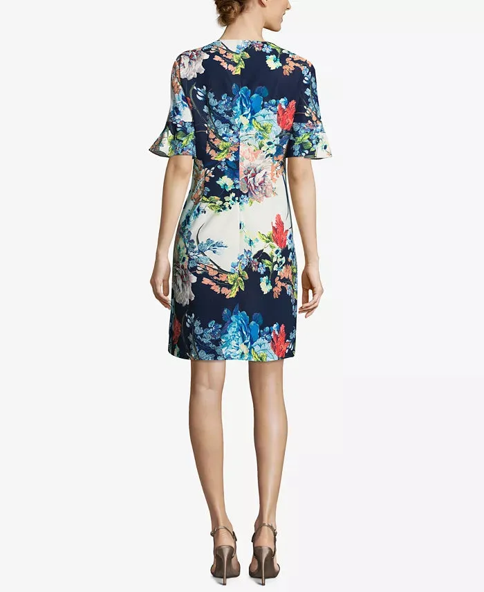 ECI Bell-Sleeve Floral-Print Dress, Size 10