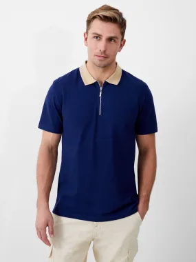 Elastane Half Zip Pique Polo Shirt