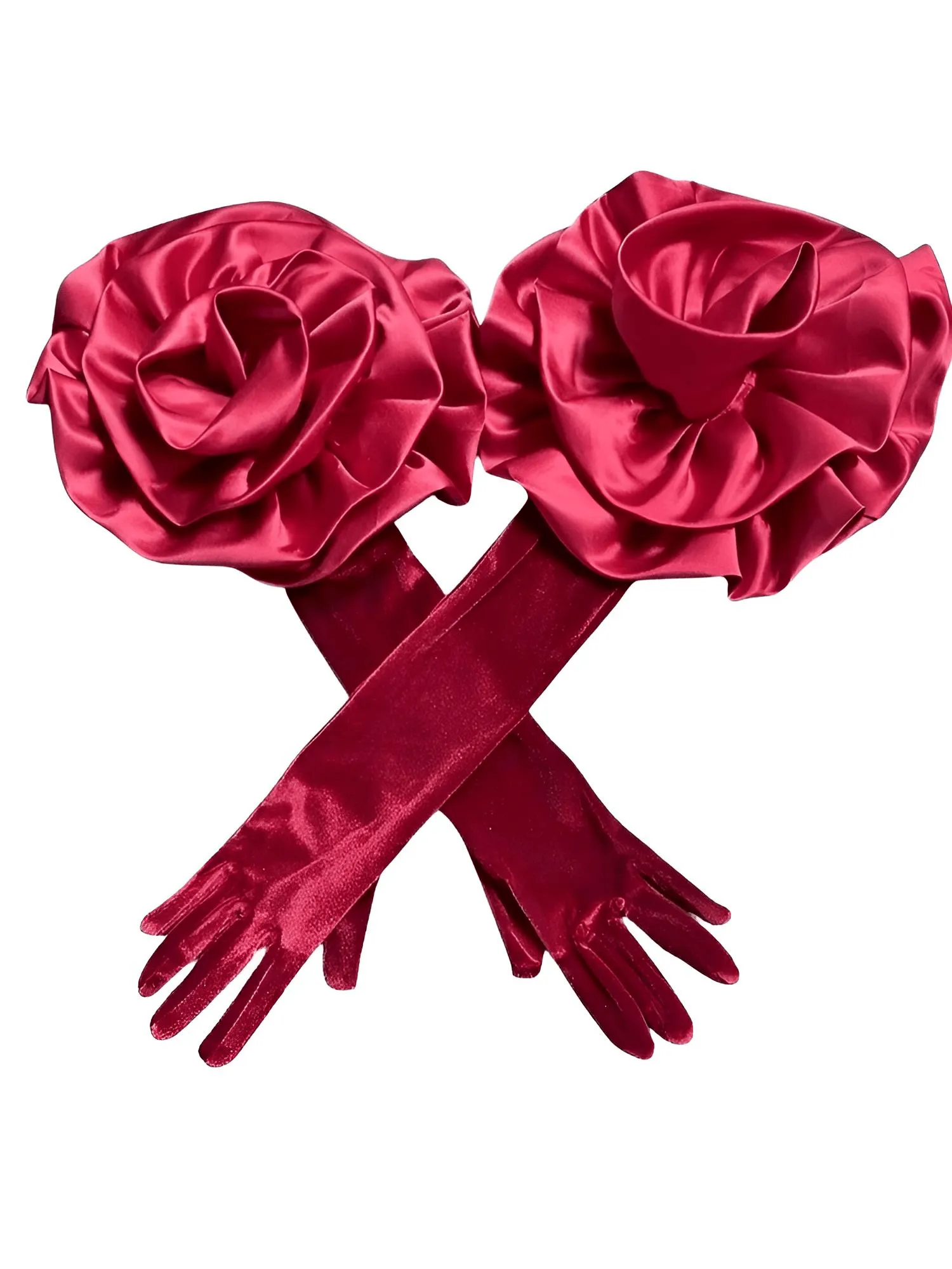 Elegant Flower Women's Long Velvet Gloves