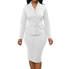 Elegant  Long Sleeved Blazer & Hip Hugging Skirt Suits