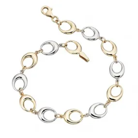 Elements Yellow White Gold Cutout Oval Link Bracelet GB403Z476