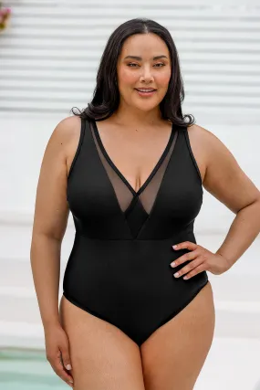 Emerge Plunge Mesh Plus Size One Piece Swimsuit