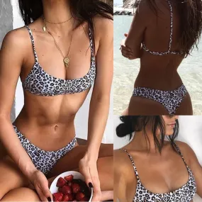 Enchanting Sexy Women's Push Up Bikini Set With Leopard Print