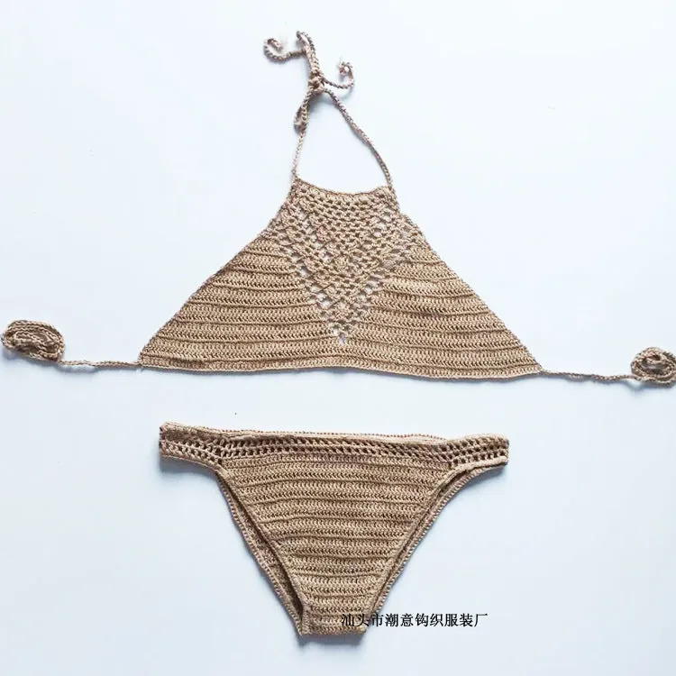 Europe explosion hook hand woven suit sexy bikinis beach bikinis bra swim suit