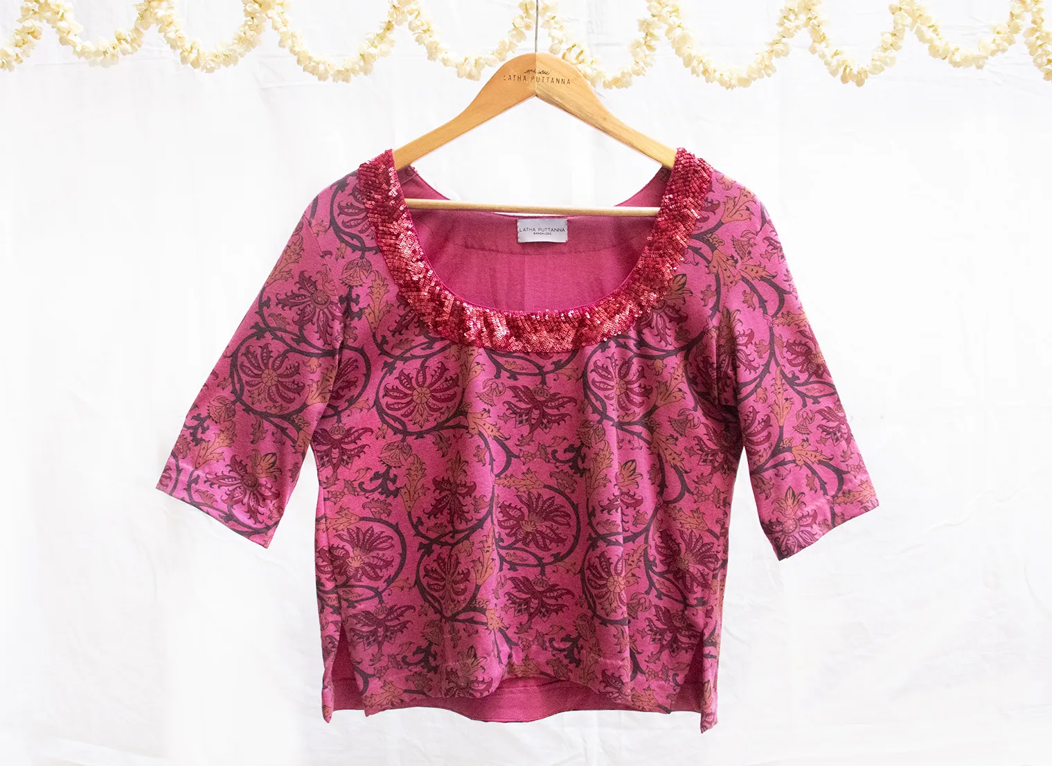 Fandango pink,Digital Print Strechable  knit blouse