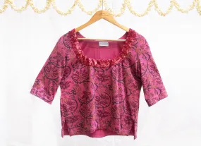 Fandango pink,Digital Print Strechable  knit blouse