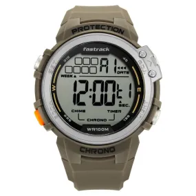 Fastrack,Men's Watch Streetwear Collection Digital, Grey Dial Green Silicone Strap, 38068PP04