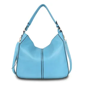 Faux Leather Hobo Bag in Light Blue