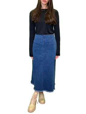 Faves Fringe A-line Denim Skirt