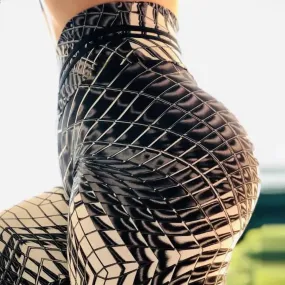 FCCEXIO Geometric Pattern Print Women Pants Push Up Running Leggings Sport Slim Pants Casual Trousers Female Fitness Leggings S1276618