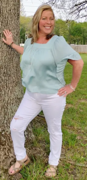 Feeling Misty Satin Polka Dot Blouse