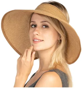 FENELY Women Sun Visors Foldable Straw Hats