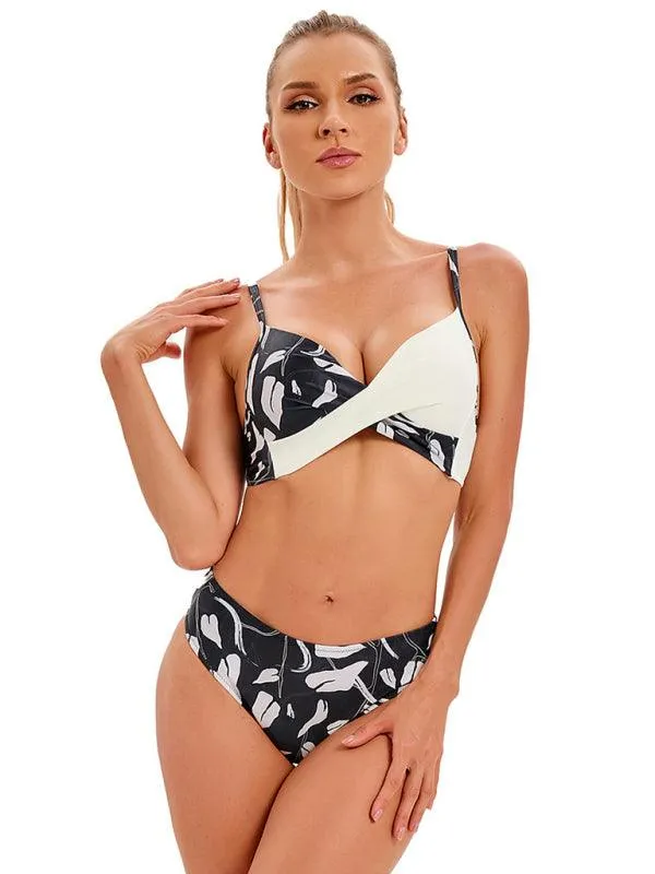 Floral Twisted Bandeau Hipster Bikini Set