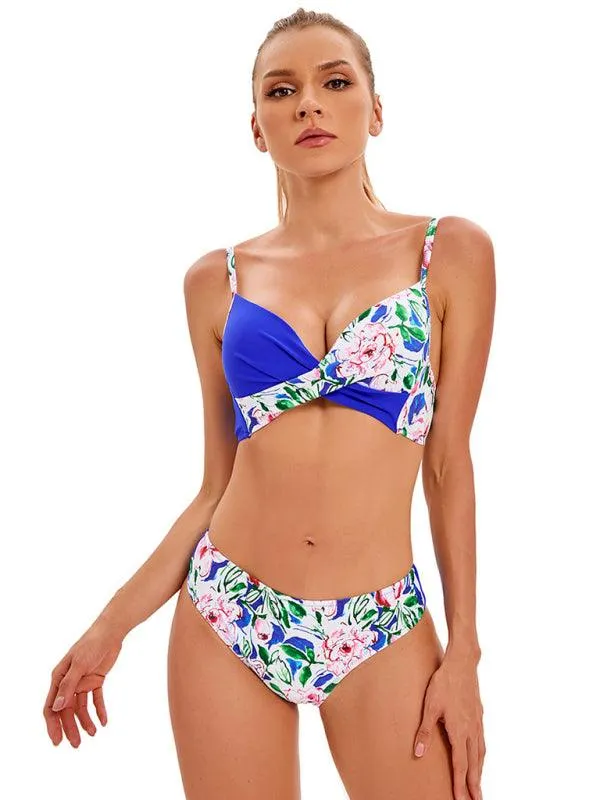 Floral Twisted Bandeau Hipster Bikini Set