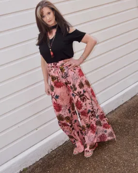 Floral Wide Leg Wrap Pedal Pants