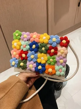 Flower Print Knitted Flower Crossbody Bags Bags