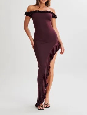 Flytonn- Arielle Off Shoulder Ruffle Midi Dress