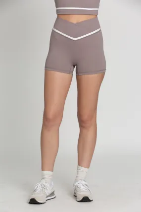 Fog White Line Cross Over Spandex Shorts