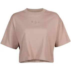 Fox Racing  Womens Wordmark Premium Crop Tee Oversized Ultra-Soft T-Shirt Taupe