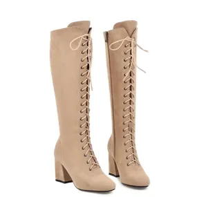 Funki Buys | Boots | Women's Suede Lace Up Knee High Boots