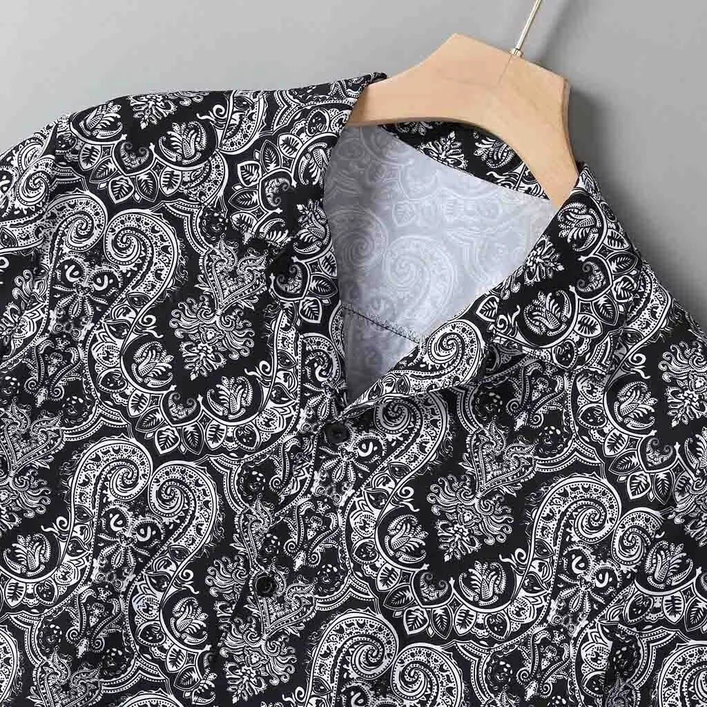 Funki Buys | Shirts | Men's Floral Hipster Short Sleeve Dress Shirt