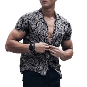 Funki Buys | Shirts | Men's Floral Hipster Short Sleeve Dress Shirt