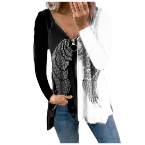 Funki Buys | Shirts | Women's Long Sleeved Wings Zip Up Shirts